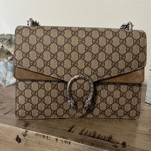 Gucci Dionysus Medium Beige Canvas Shoulder Bag